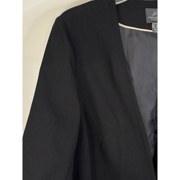 ADRIANNA PAPELL Black Single Button Ruched Sleeve Blazer 18W Zip Pocket Classic - Picture 7 of 12